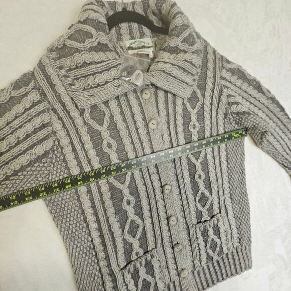 Aaron Craft NWT L Gray 100% Merino Wool Buttondown Grandpa VibeSweater Fisherman - Picture 5 of 16